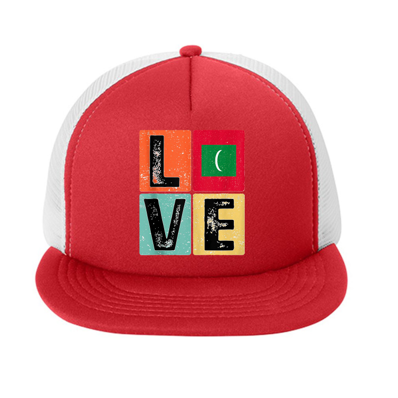 Vintage Retro I Love Maldives Flag For Maldivian Pride Gift Tank Top Foam Snapback Hat | Artistshot