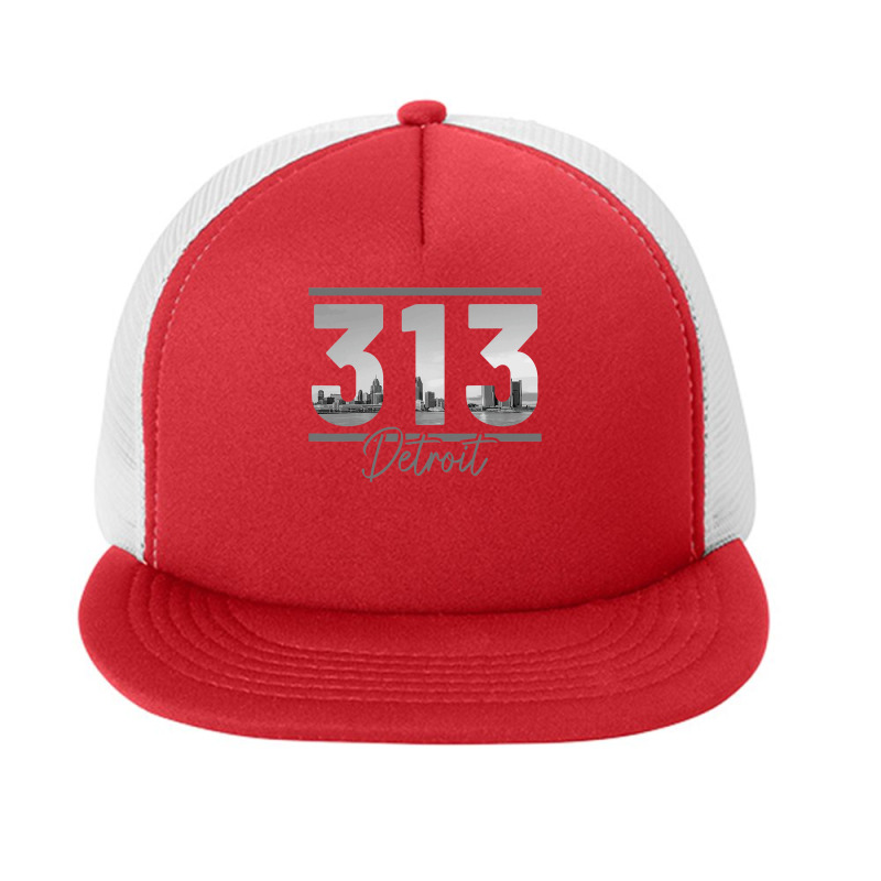 Detroit 313 Area Code Skyline Michigan Vintage Foam Snapback hat by cm-arts | Artistshot