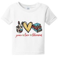 Peace Love Librarian Baby Tee | Artistshot