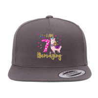 Kids I M 7 Years Old And Llamazing Funny 7th Birthday Sloth Llama 5 Panel Snapback Cap | Artistshot