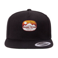 Vintage Grand Teton National Park   Distressed 5 Panel Snapback Cap | Artistshot