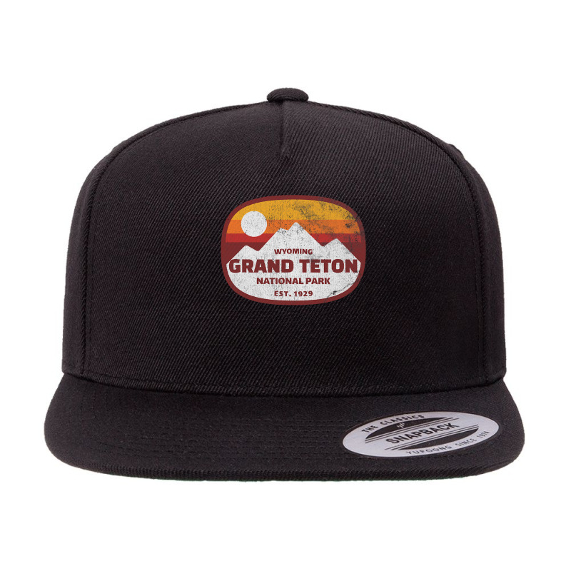 Vintage Grand Teton National Park   Distressed 5 Panel Snapback Cap | Artistshot