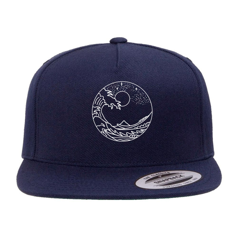 The Great Wave Off Kanagawa Minimal Line Art Nature Gift T Shirt 5 panel snapback cap by netumuqaevae | Artistshot