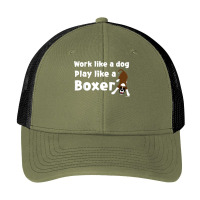 Gifts For Dog Lovers Funny Work Like A Dog Play Like A Boxer Pa Trucker Cap | Artistshot