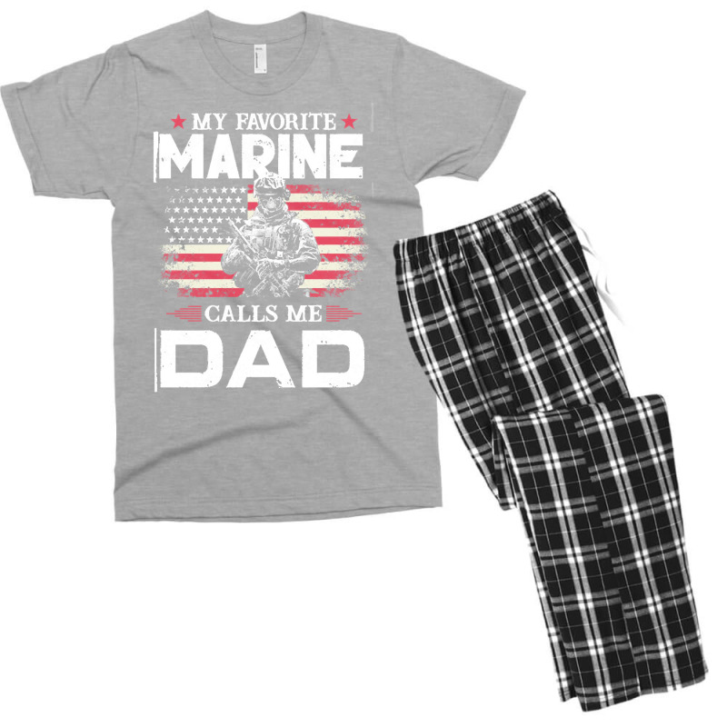 My Favorite Marine Calls Me Dad T  Shirt Father's Day Flag My Favorite Men's T-shirt Pajama Set by mckenzielinda422 | Artistshot