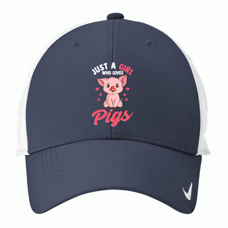 Just A Girl Who Loves Pigs Hog Lover Cute Farmer Gift Girls T Shirt Nike Dri-fit Cap | Artistshot