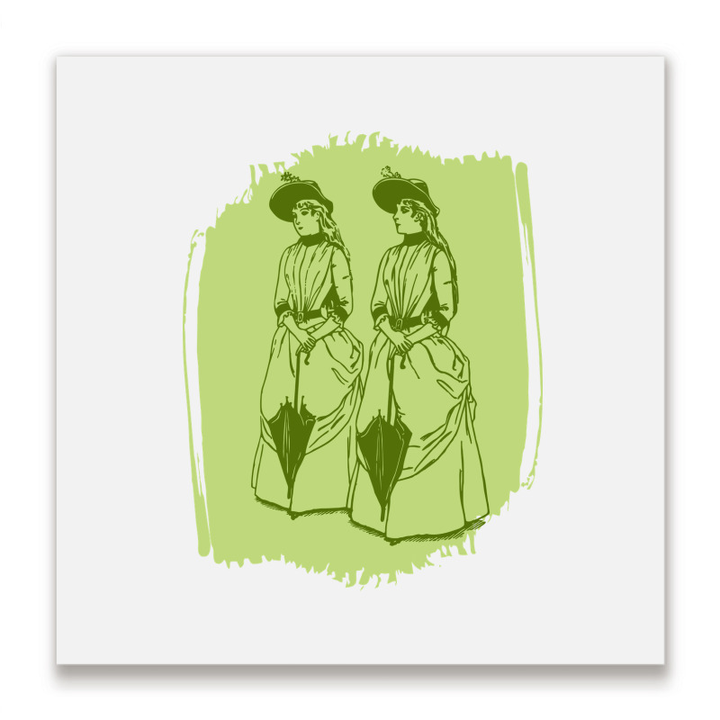 Women With Umbrellas Metal Print Square | Artistshot