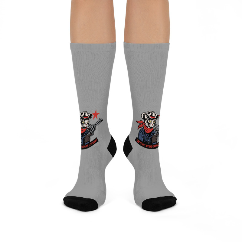 Cowboy Western Cat Crew Socks | Artistshot