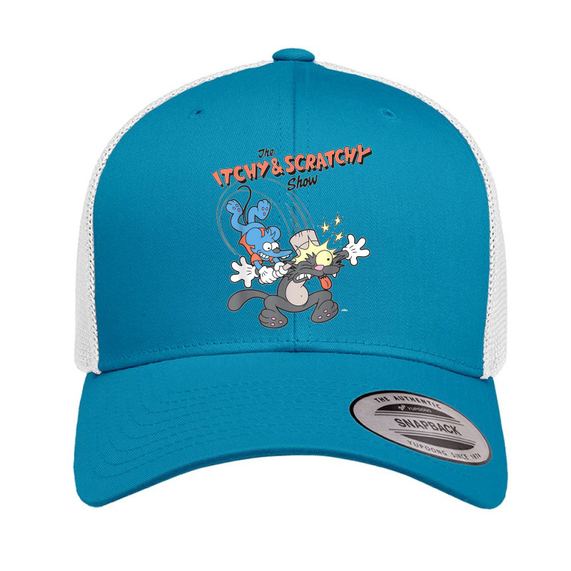 Us The Simpsons Itchy & Scratchy Hammer 01 Heather Grey_h Retro Trucker Cap | Artistshot