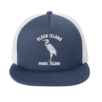 Block Island Rhode Island Shirt Light Vintage Distress Crane T Shirt Foam Snapback Hat | Artistshot