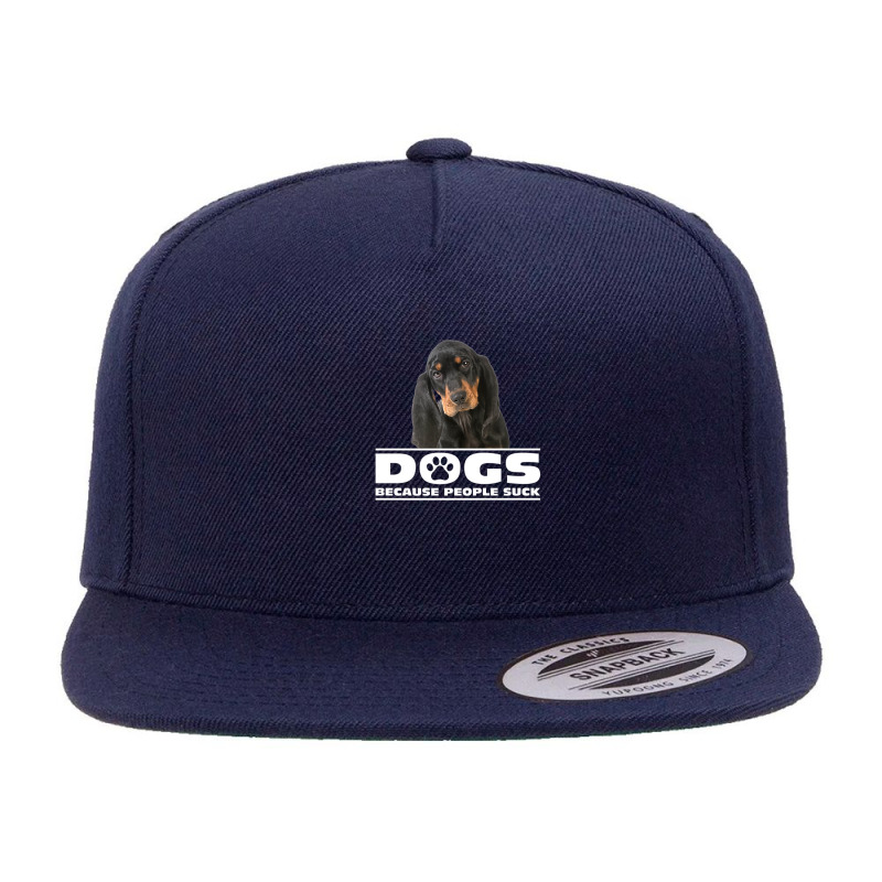 Dogs Because People Suck Black And Tan Coonhound 5 panel snapback cap by SamtBetty | Artistshot