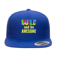 Build And Be Awesome Brick Builder Kids Block Set Builder 5 Panel Snapback Cap | Artistshot