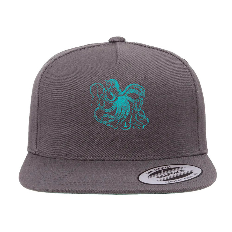 Octopus Cool Vintage Marine Biologist Ocean Sea Life 2 5 Panel Snapback Cap | Artistshot