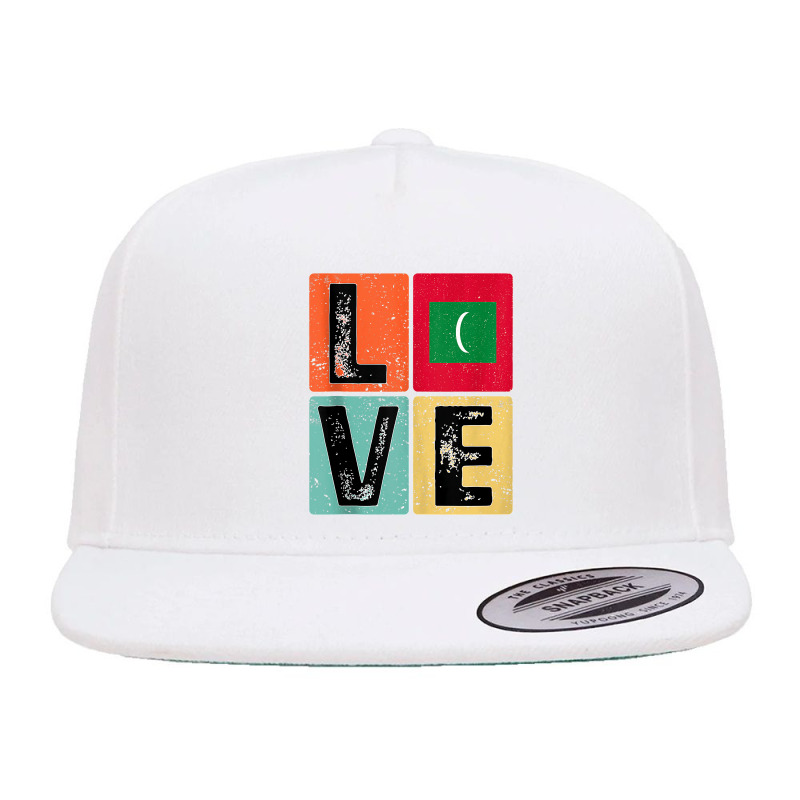 Vintage Retro I Love Maldives Flag For Maldivian Pride Gift Tank Top 5 Panel Snapback Cap | Artistshot