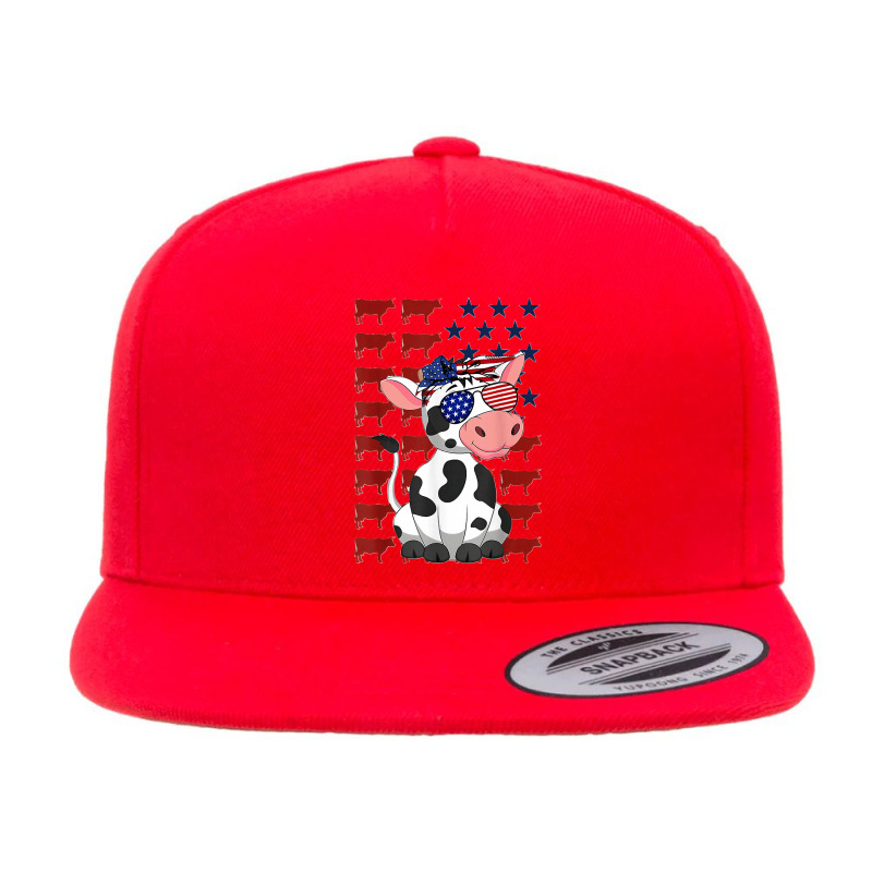 Funny Dairy Cows 4th Of July Costumes Usa Flag Dairy Cows 5 Panel Snapback Cap | Artistshot