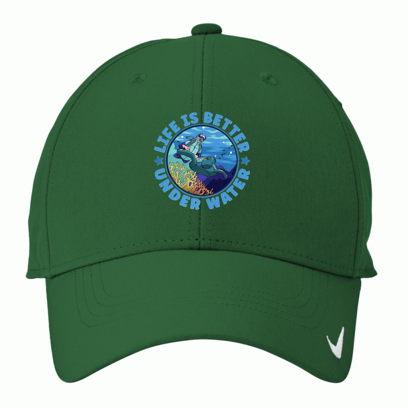 Life Is Better Under Water Marine Biology Scuba Diver Premium Nike Dri-fit Cap | Artistshot