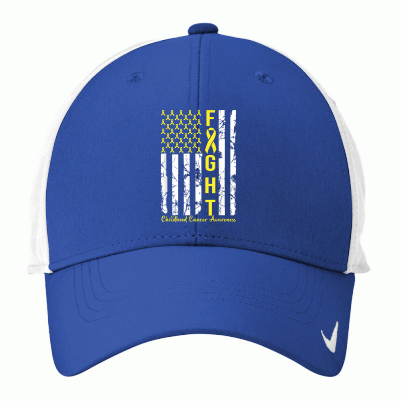 American Flag Gold Ribbon Fight Childhood Cancer Awareness Nike Dri-FIT Cap by LaytonDesign | Artistshot