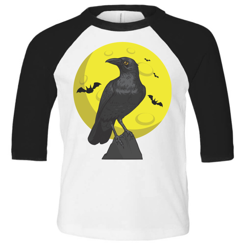 Crow, Bird, Birds, Black, Moon, Animal, Animalsbir Toddler 3/4 Sleeve Tee by HILstore | Artistshot