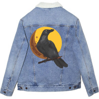 Crow, Bird, Birds, Black, Moon, Animal, Animals Unisex Sherpa-lined Denim Jacket | Artistshot