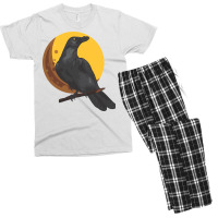 Crow, Bird, Birds, Black, Moon, Animal, Animals Men's T-shirt Pajama Set | Artistshot