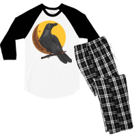 Crow, Bird, Birds, Black, Moon, Animal, Animals Men's 3/4 Sleeve Pajama Set | Artistshot