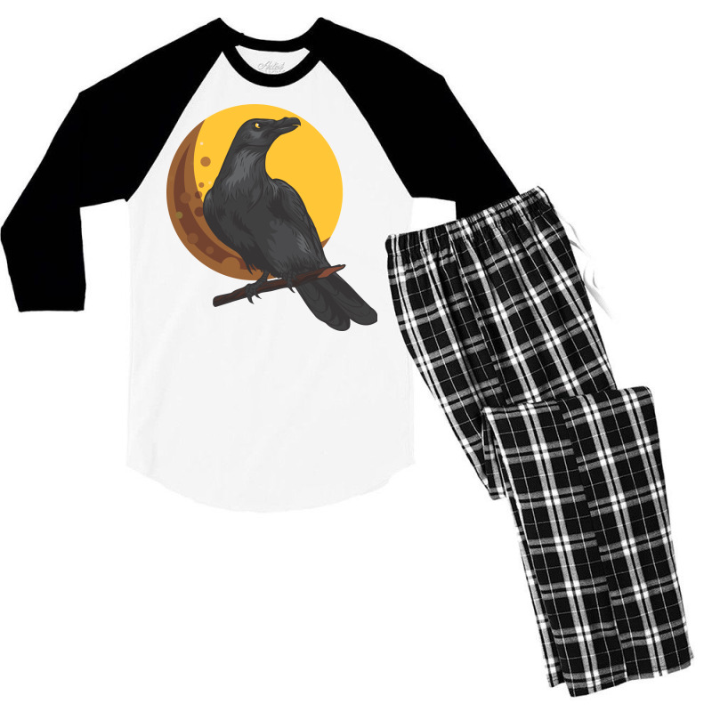 Crow, Bird, Birds, Black, Moon, Animal, Animals Men's 3/4 Sleeve Pajama Set by HILstore | Artistshot