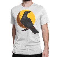 Crow, Bird, Birds, Black, Moon, Animal, Animals Classic T-shirt | Artistshot