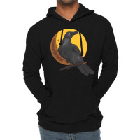 Crow, Bird, Birds, Black, Moon, Animal, Animals Lightweight Hoodie | Artistshot