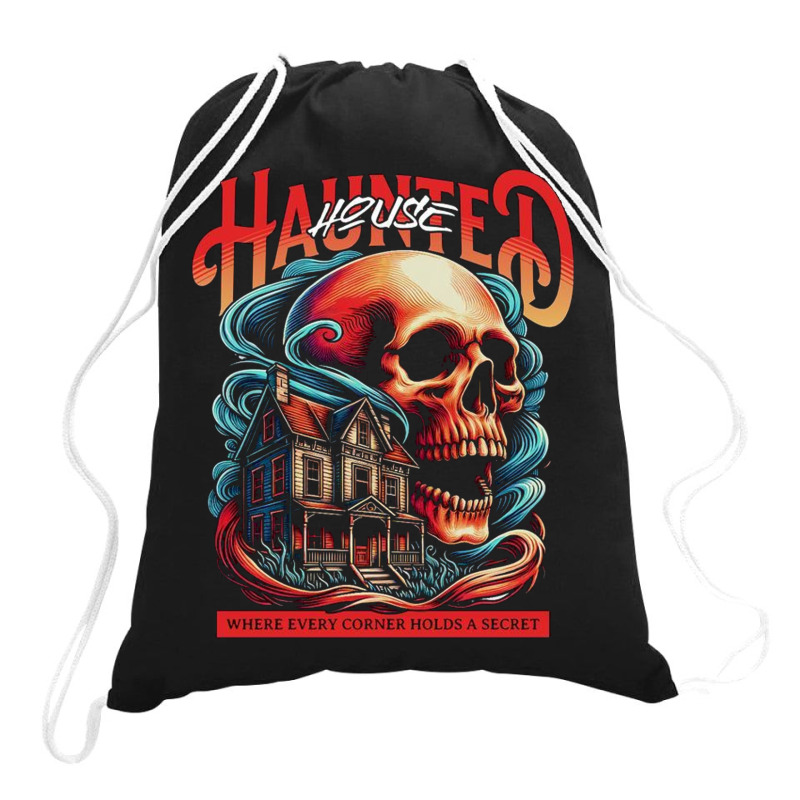 House Haunted Drawstring Bags | Artistshot