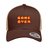 Womens Game Over Vintage Retro Video Games Gaming Gift Arcade V Neck T Retro Trucker Cap | Artistshot