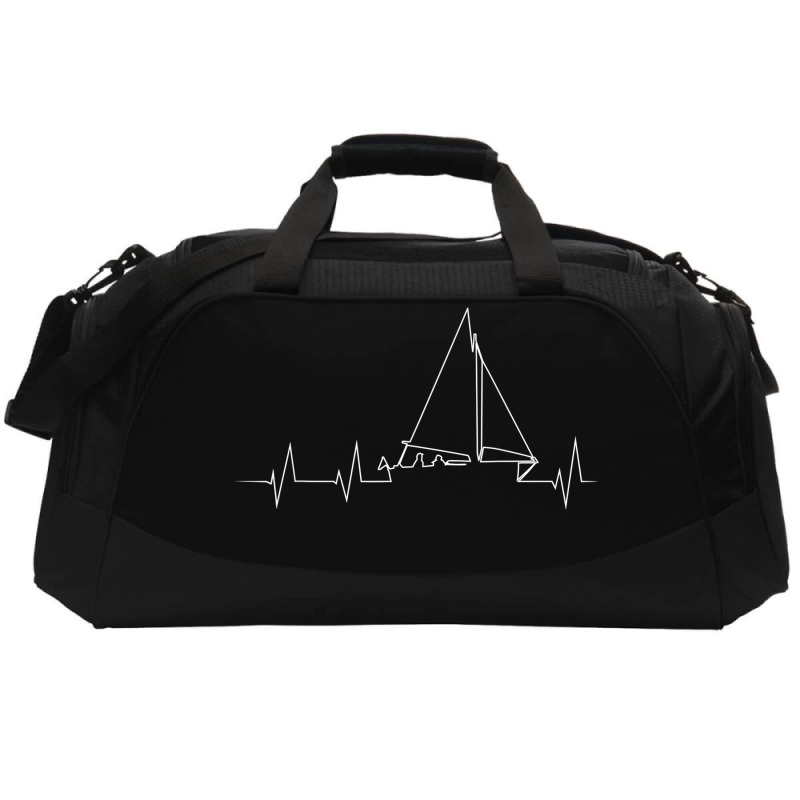 Funny Sailboat Heartbeat Active Duffel | Artistshot