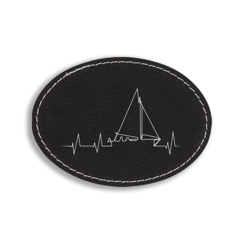 Funny Sailboat Heartbeat Oval Leatherette Patch | Artistshot