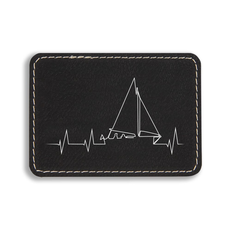 Funny Sailboat Heartbeat Rectangle  Leatherette Patch | Artistshot