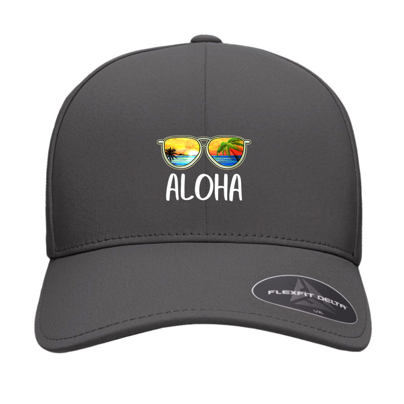 Aloha Hawaii Hawaiian Island Sunglasses Palm Trees Beach Seamless Cap by cm-arts | Artistshot