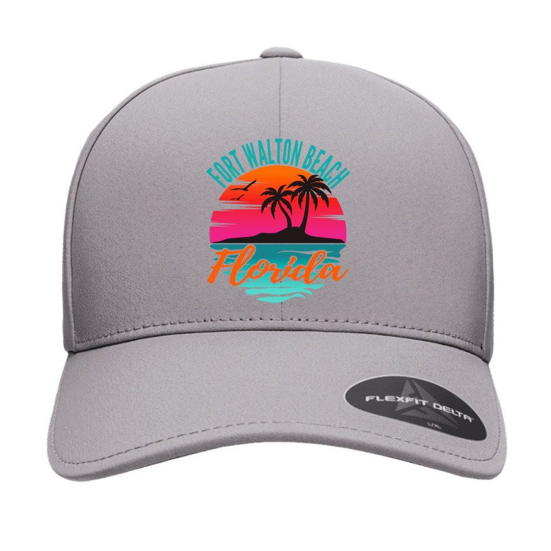 Fort Walton Beach Florida Palm Tree Island Pink Sunset Pullover Hoodie Seamless Cap by cm-arts | Artistshot