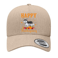 Retro Siberian Husky Dog Happy Thanksgiving Matching Pajamas Yupoong Trucker Cap | Artistshot