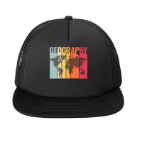 Retro Geography Teacher Cartography Geographer World Map Pullover Hood Foam Snapback Hat | Artistshot