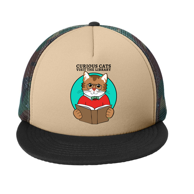 Curious Cats Visit The Library Foam Snapback hat by webberkyla | Artistshot