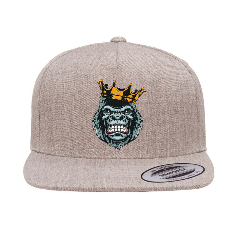 Gorilla King Ferocious Gorilla On With Crown Christmas Gifts 5 Panel Snapback Cap | Artistshot