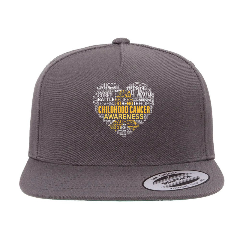 Childhood Cancer Awareness Hope Support Strong Warrior 5 Panel Snapback Cap | Artistshot