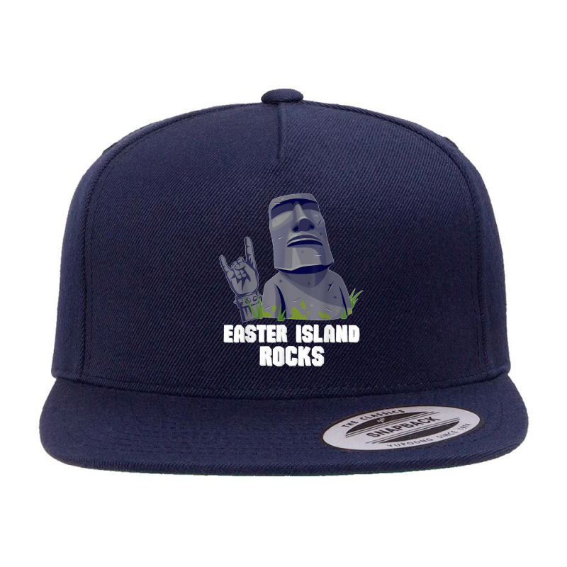 Easter Island Rocks Moai Statue Rapa Nui Rock Music 5 Panel Snapback Cap | Artistshot