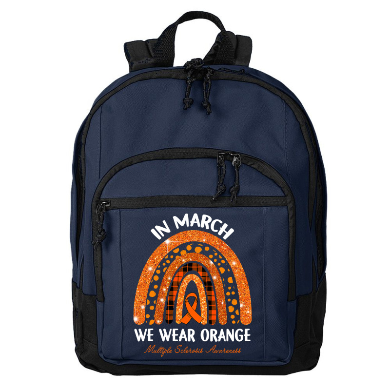 In March We Wear Orange Multiple Sclerosis Awareness Rainbow Basic Backpack by Tisha Brown | Artistshot