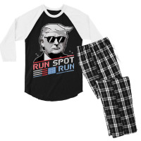 Run Spot Run, Funny Quote Debate Trump Kamala Elec Men's 3/4 Sleeve Pajama Set | Artistshot