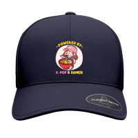 Powered By K Pop And Ramen Japanese Noodles Korean Kpop Novely Seamless Cap | Artistshot