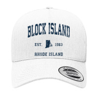 Block Island Rhode Island Ri Vintage Athletic Navy Sports De Yupoong Trucker Cap | Artistshot