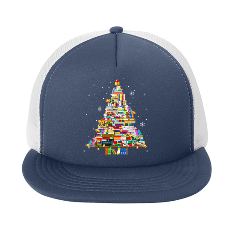 Christmas Library Tree Lights For Librarian And Book Lover Foam Snapback hat by Queenie | Artistshot