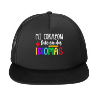 Mi Corazon Late En Dos Idiomas Bilingual T Shirt Foam Snapback Hat | Artistshot