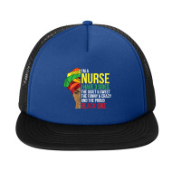 Womens Proud Black Nurse Woman Afro Cool Black History Month Gift Vide Foam Snapback Hat | Artistshot