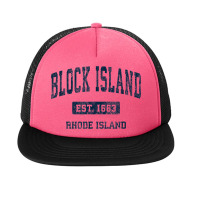 Block Island Rhode Island Ri Vintage Athletic Sports Design Foam Snapback Hat | Artistshot