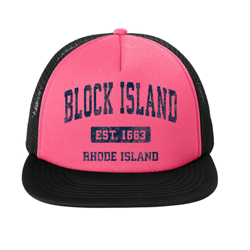 Block Island Rhode Island Ri Vintage Athletic Sports Design Foam Snapback hat by Deluxe | Artistshot